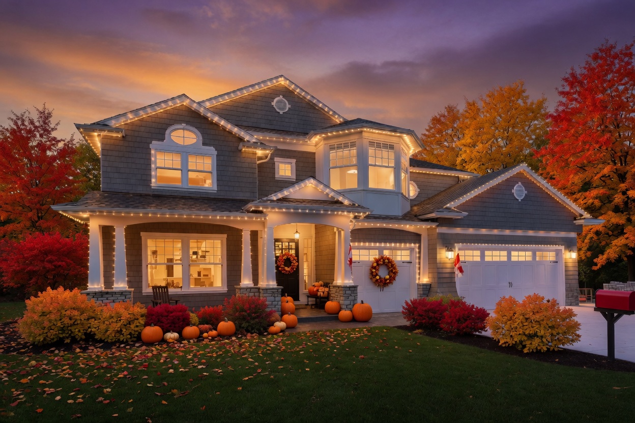 House with seasonal LED lighting