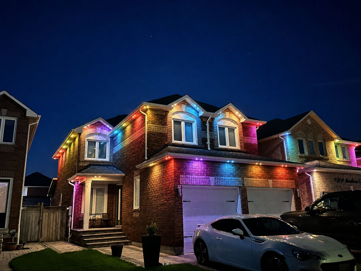 Concept render — illustrative example of full-colour roofline lighting